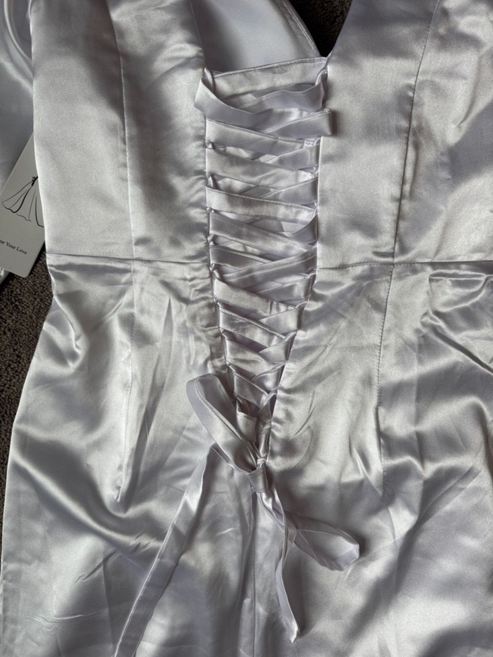Wear Your Love Vintage Style White Satin Lattice Back Wedding Maxi Dress SIZE 14 - Picture 8 of 10